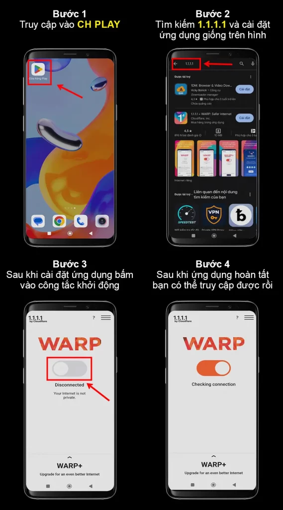 Hướng dẫn cài đặt ứng dụng 1.1.1.1 trên Android